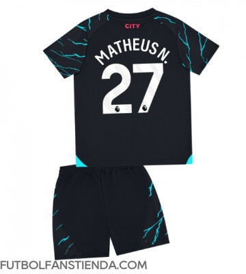 Manchester City Matheus Nunes #27 Tercera Equipación Niños 2023-24 Manga Corta (+ Pantalones cortos)